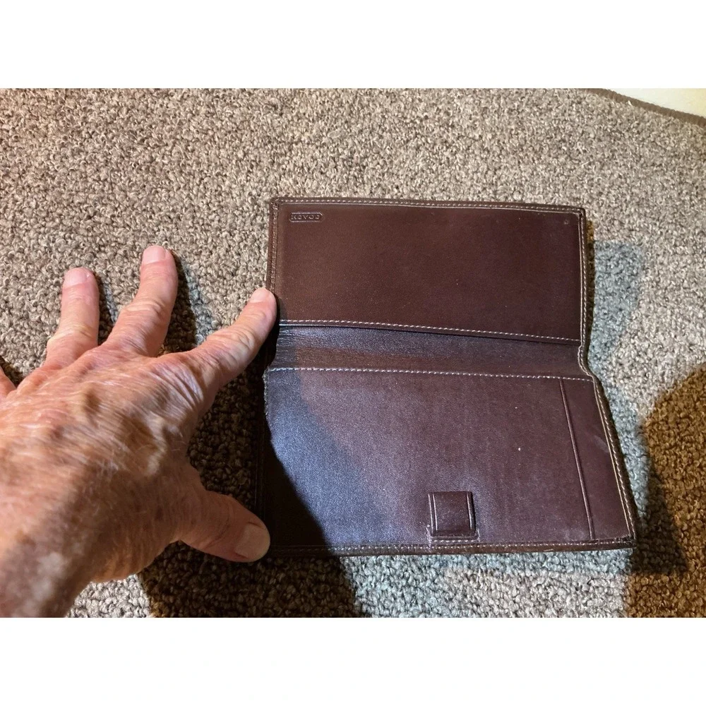 Coach Jacquard Check Book Brown Wallet With Pen Holder